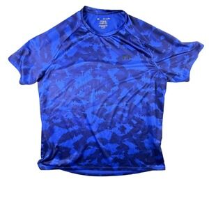 Under Armour Tech Tee Mens XXL Blue Excellent HeatGear Camo Print 1361464